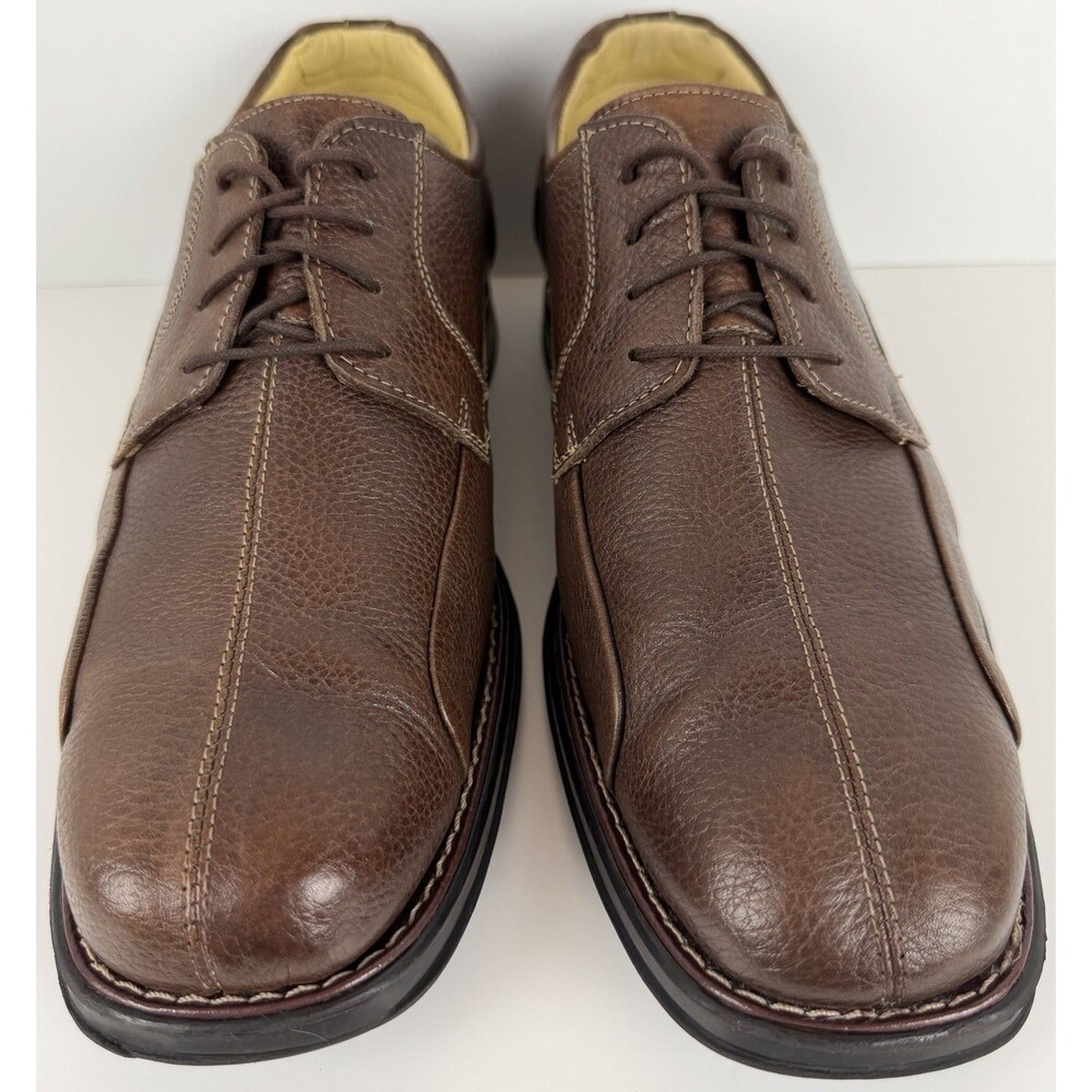 Studio Belvedere Bay Bridge Pebbled Leather Oxford Dress Shoes, Brown, 10.5 EEE - Picture 3 of 16